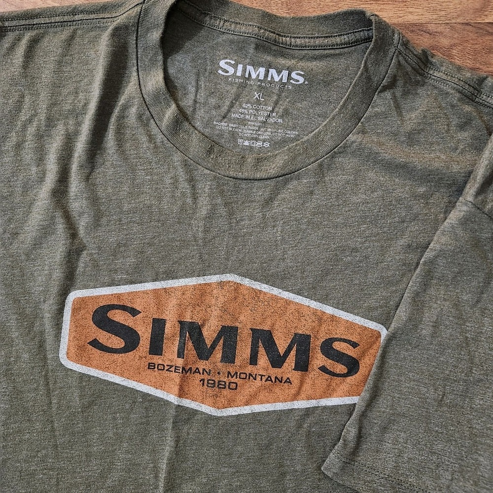 Simms Fishing Products Logo Frame T-Shirt Military Heather Green Size XL
